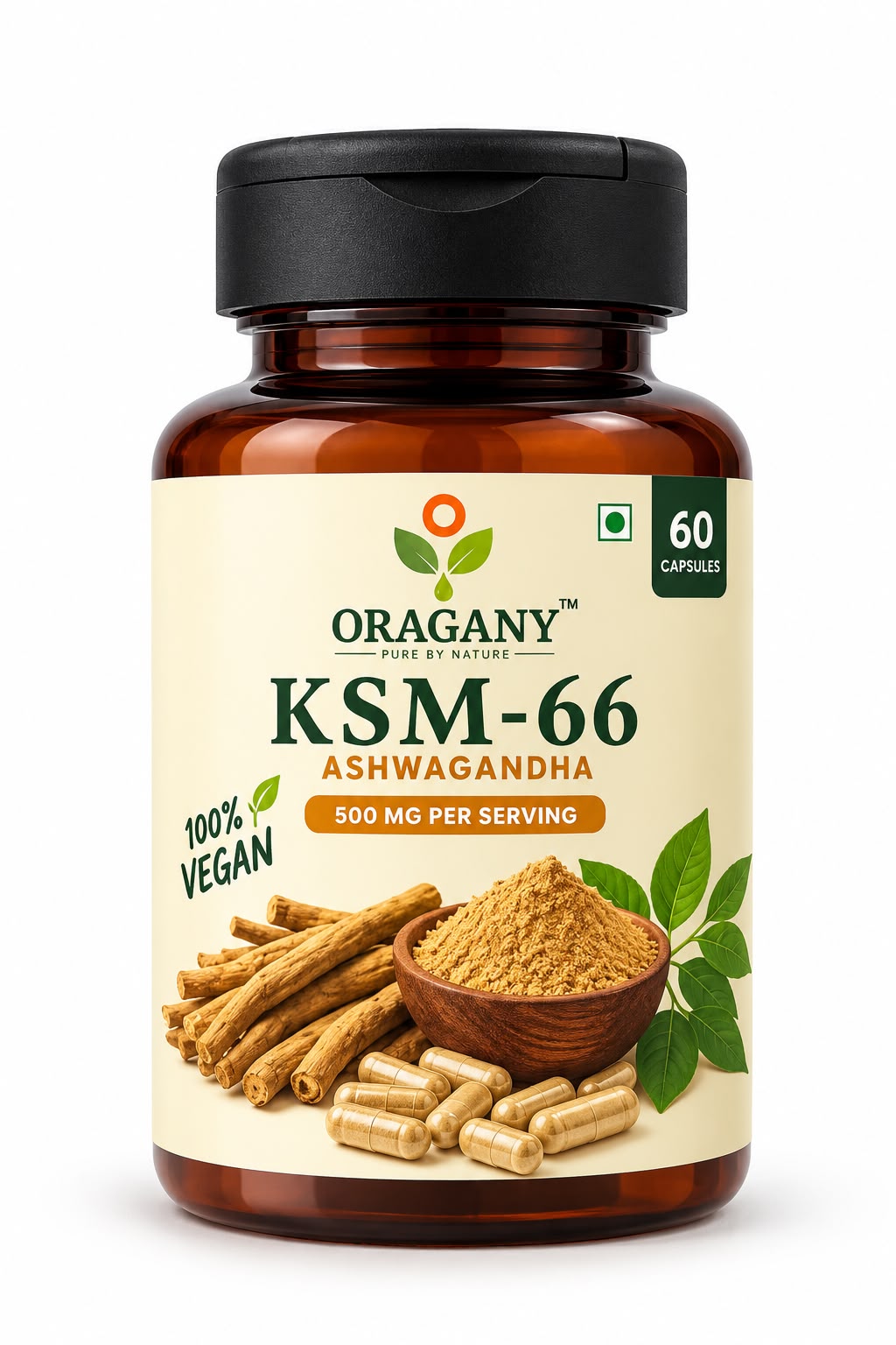 Oragany KSM-66 Ashwagandha – 60 Vegan Capsules (500mg)